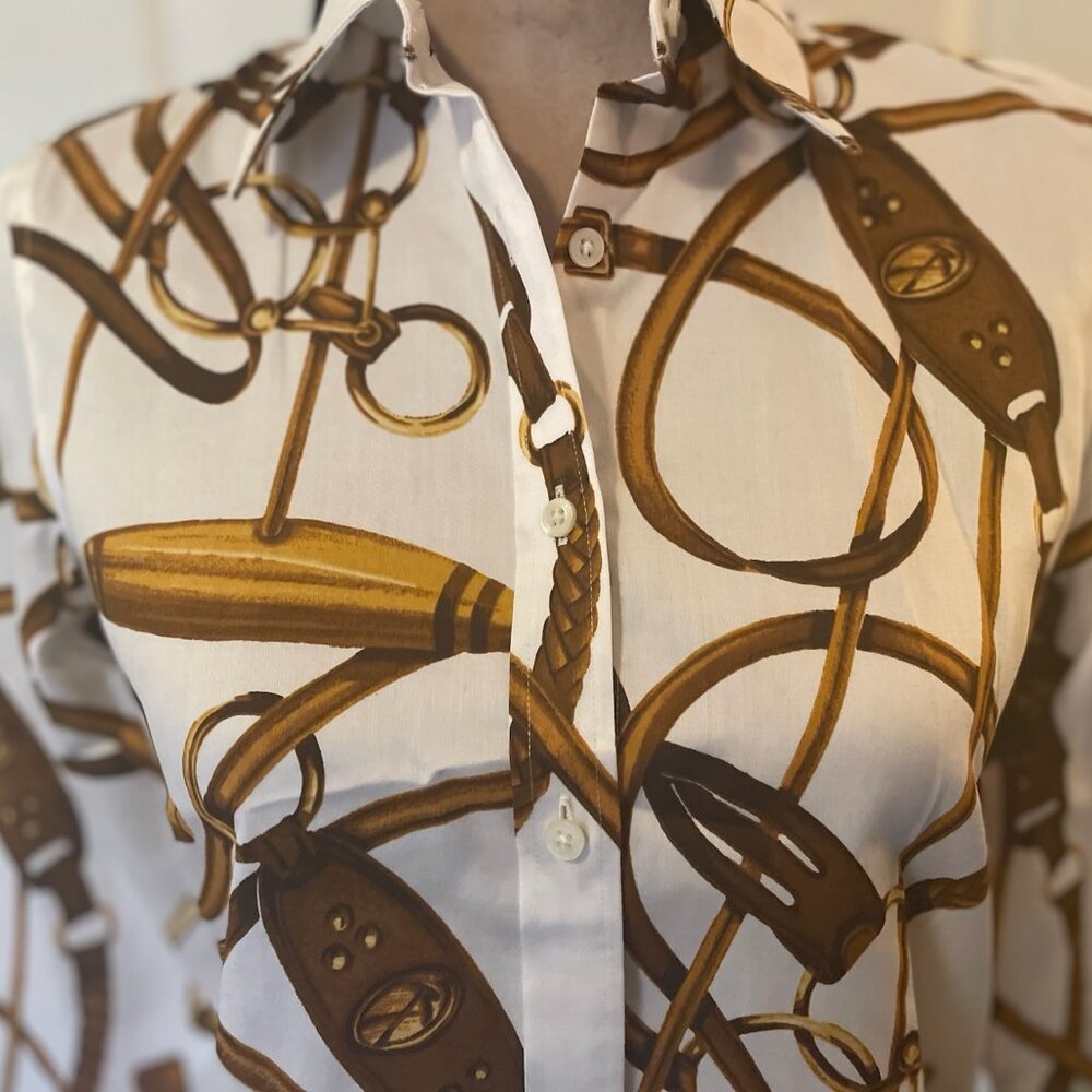 NWT- WOMANS-LAUREN RALPH LAUREN  BRIDLE PRINT SHIRT - SIZE SMALL - Picture 4 of 7